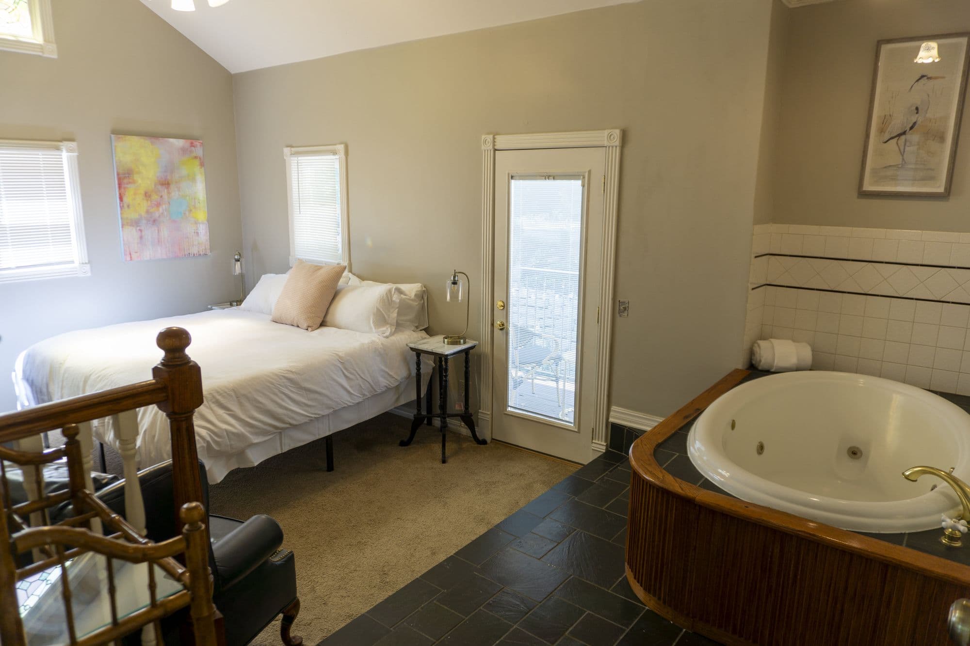 Steinbeck Suite with a king bed, vaulted ceiling and in-room Jacuzzi